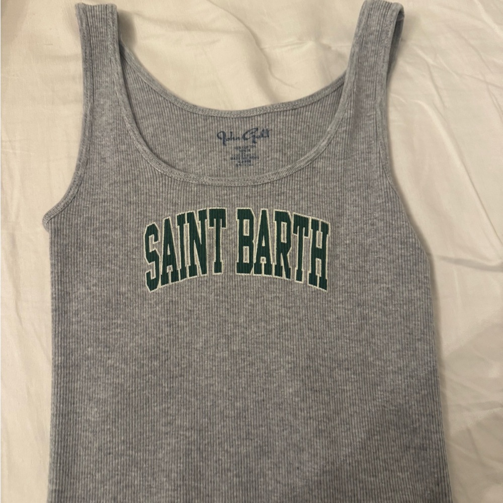 Brandy Melville Gray Tank Top with Blue Script